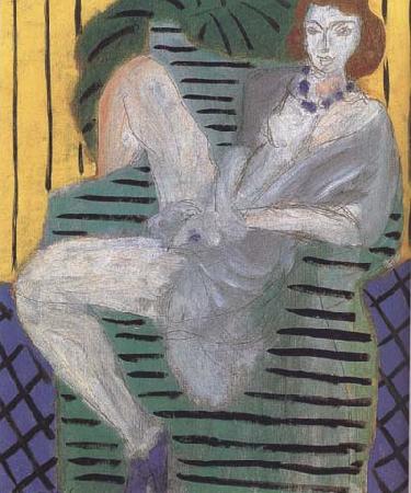  Woman in an Armchair Blue and Yellow Background (mk35)
